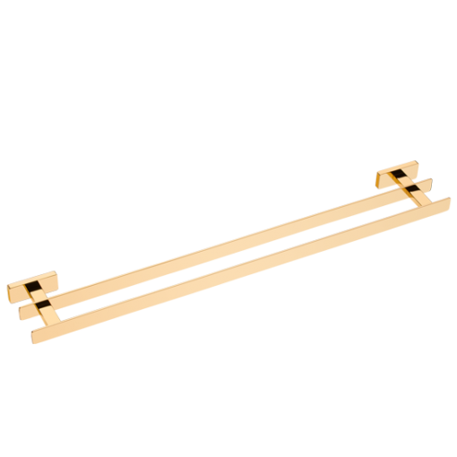 Porta Toalha Duplo 600mm Linha Veneza Ouro Italy Line