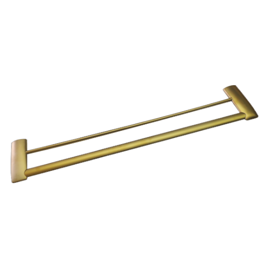 Porta Toalha Duplo de 600mm em Latão Dourado Fosco Linha Bellagio 18483 Italy Line