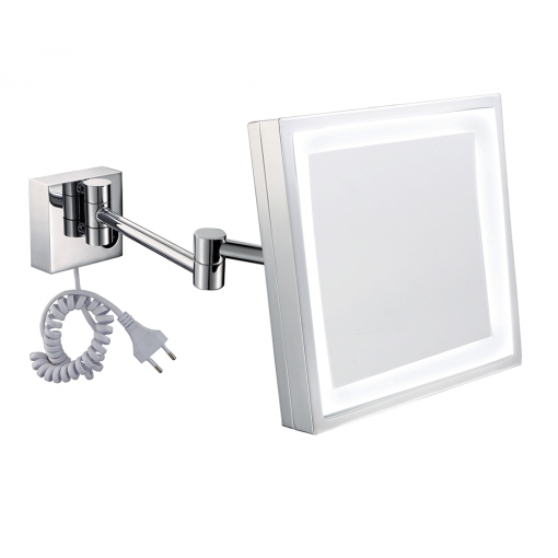 Espelho Quadrado Luz e Borda em Latao EF 9 E6505 Italy Line