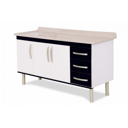 Armário  cozinha MDF Munique 1,20M Preto AJ Rorato 