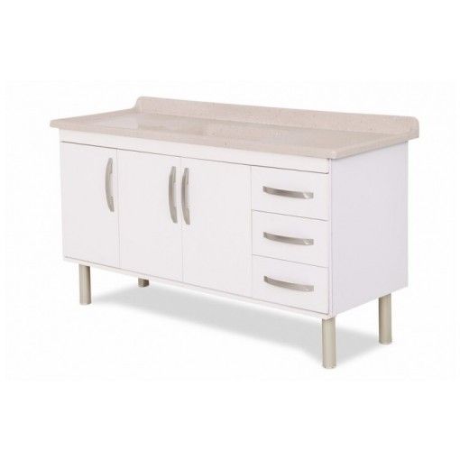Armário  cozinha MDF Munique 1,60M Branco AJ Rorato 