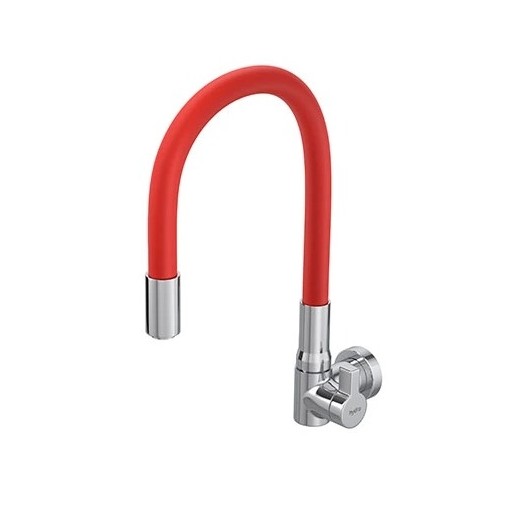 Torneira pia parede bica móvel alta tubo vermelho Hydra - 1168 